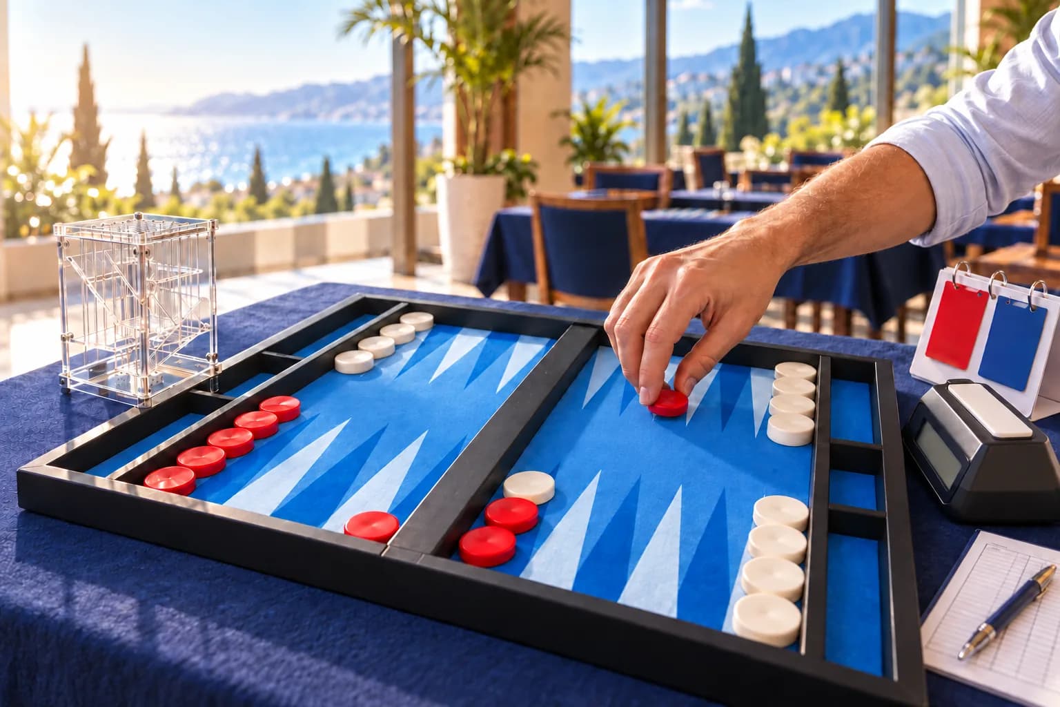 Ход на турнирной доске спортивных нард